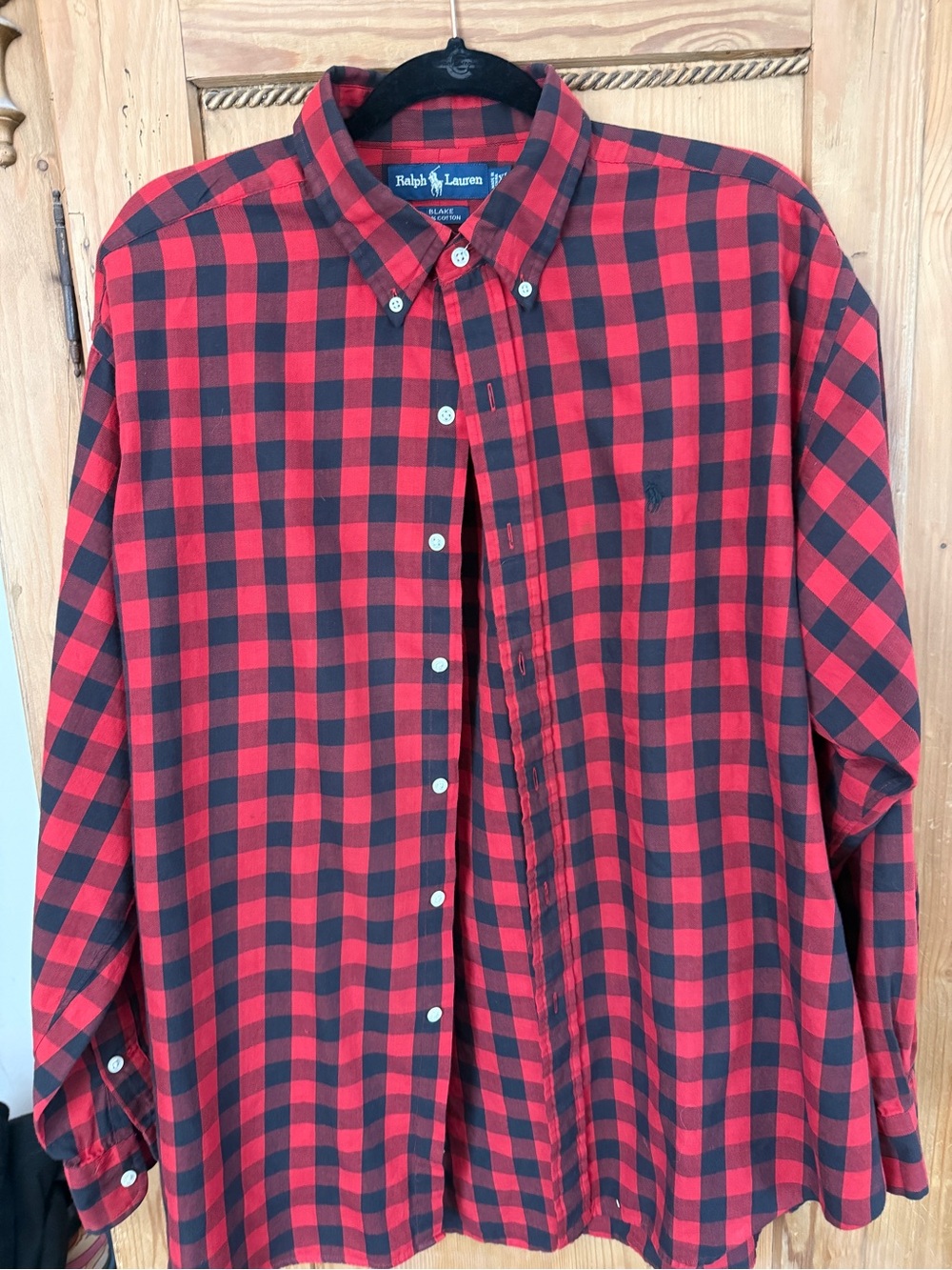 Ralph Lauren Red and Black Buffalo Check Button-Down Shirt